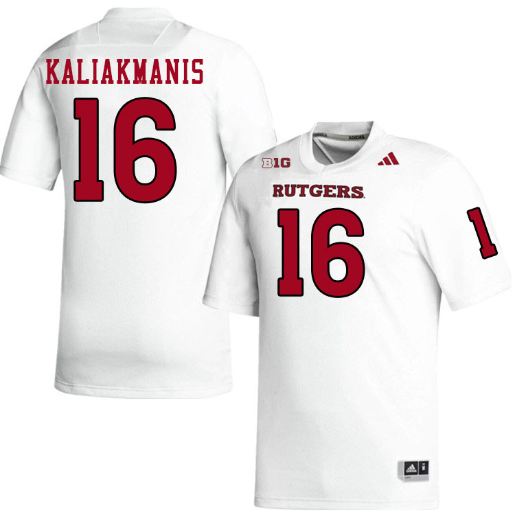 Men #16 Athan Kaliakmanis Rutgers Scarlet Knights 2024 College Football Jerseys Stitched-White